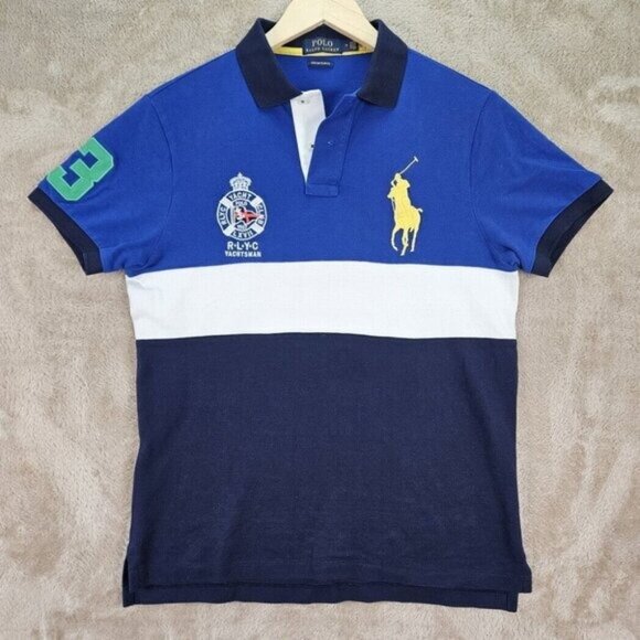 Polo Ralph Lauren Custom Slim Fit Big Pony Mesh Polo Shirt RLYC Yachtsman Mens M - Picture 1 of 10